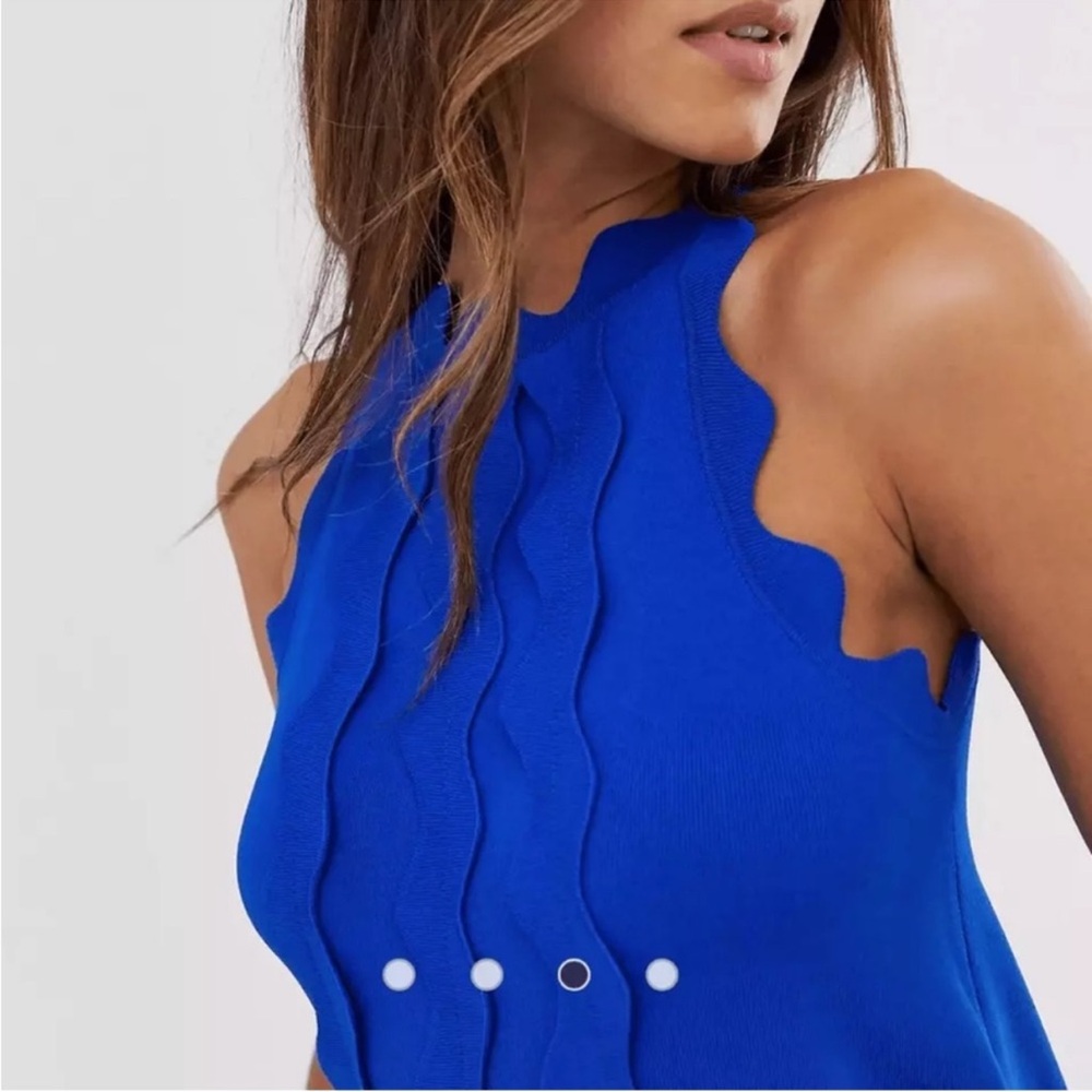 Ted Baker Royal Blue Scalloped Mini Dress NWT